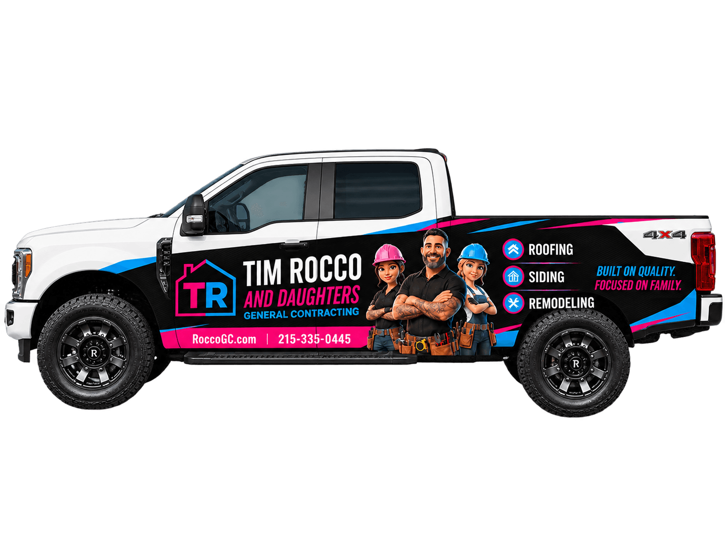 Tim Rocco and Daughters branded work truck